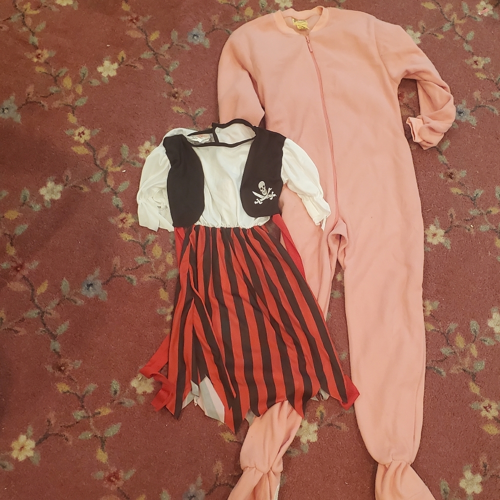 Peter Pan Kids Costume Bundle Michael Darling Onesie M & Pirate Dress Sz M 8-10
